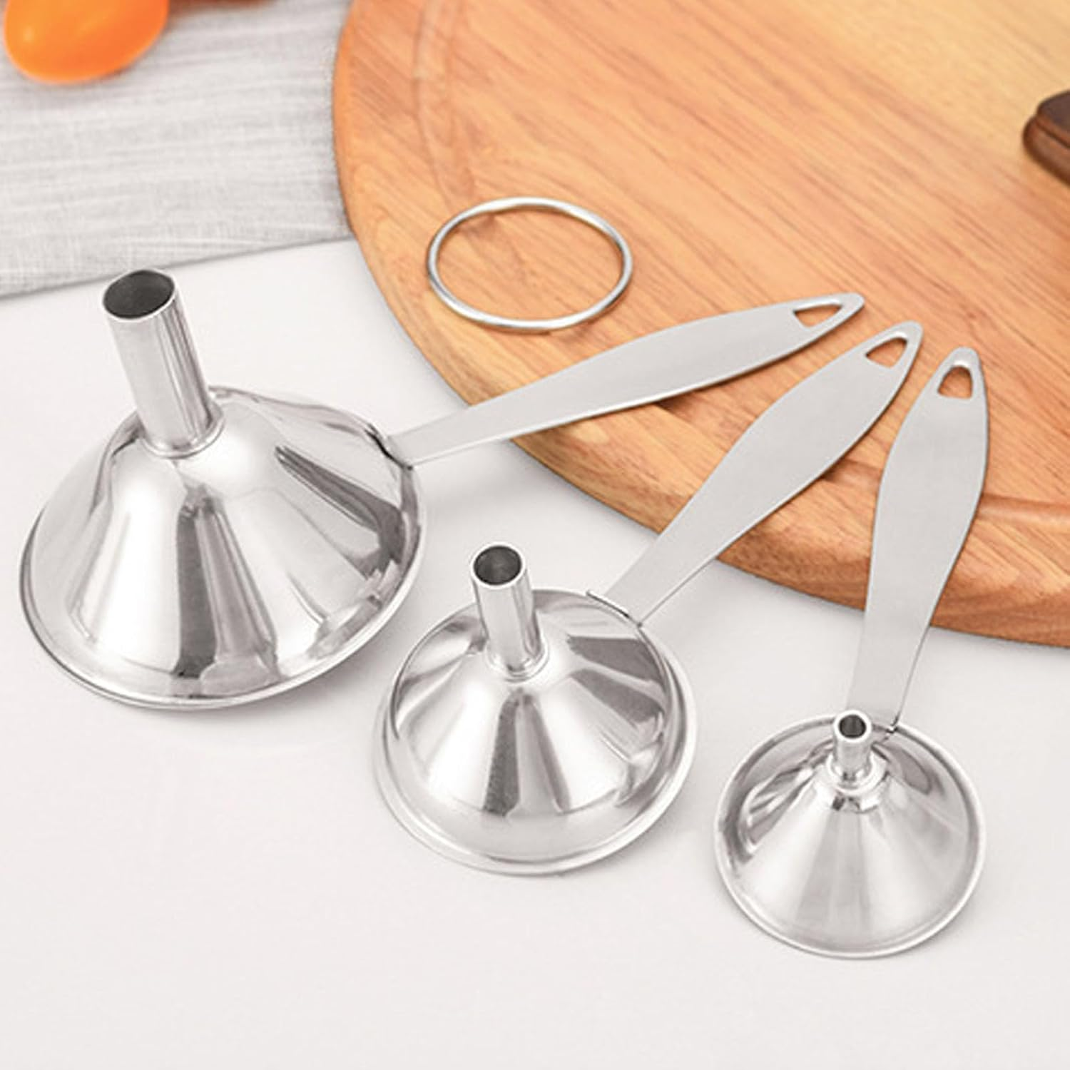 Stainless Steel Funnel, 3Pcs Mini Filling Kitchen Funnel Food Grade Metal Small Funnels for Filling Bottles, Transferring Essential Oils Liquid Fluid, and Dishwasher Safe