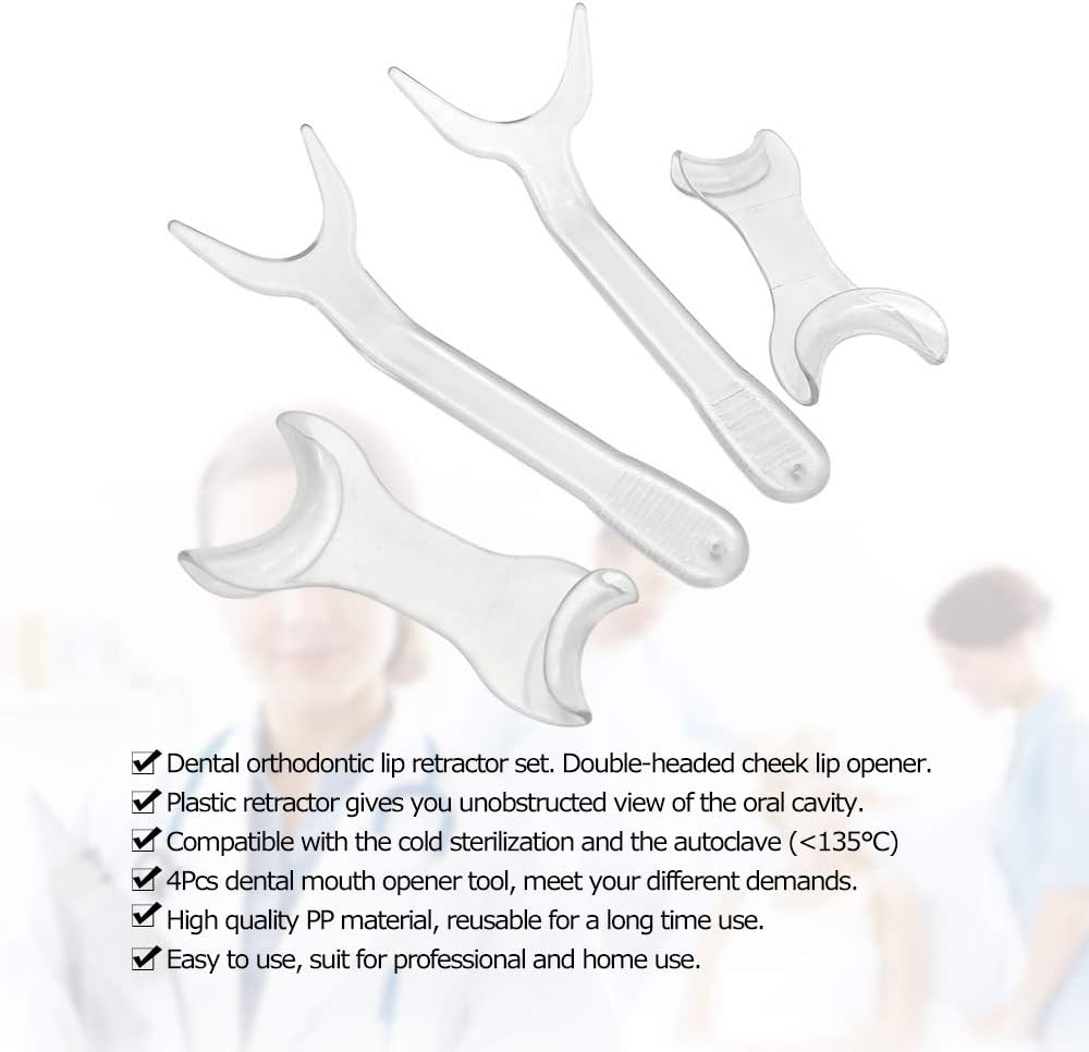 4Pcs Lip Cheek Retractor Set Mouth Opener Intraoral Orthodontic Cheek Teeth Mouth Opener Dentistry Equipment Tool QIUNI