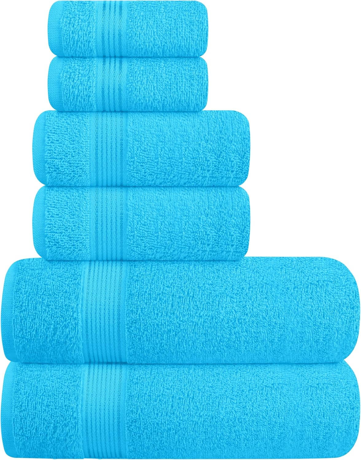 Belizzi Home Ultra Soft 6 Pack Cotton Towel Set, Contains 2 Bath Towels 28X55 Inch, 2 Hand Towels 16X24 Inch & 2 Wash Coths 12X12 Inch, Ideal for Everyday Use, Compact & Lightweight - Coral Orange
