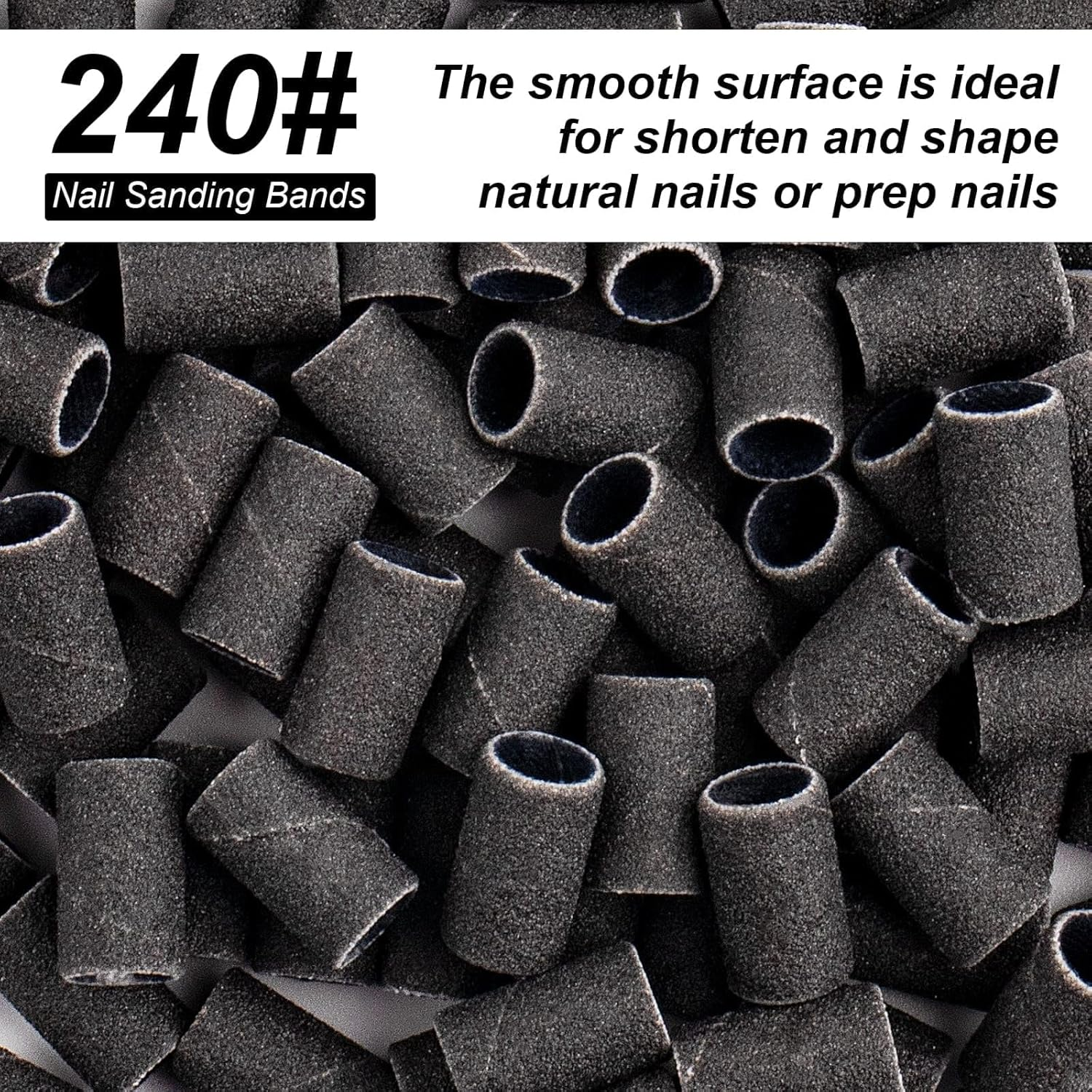 Difenni Sanding Bands for Nail Drill,Sanding Bands Nail Drill Bits 100Pcs Nail Sanding Bands Fine Grit #240 with 3/32&rdquo; Nail Sanding Bit for Manicure & Pedicure image number 3