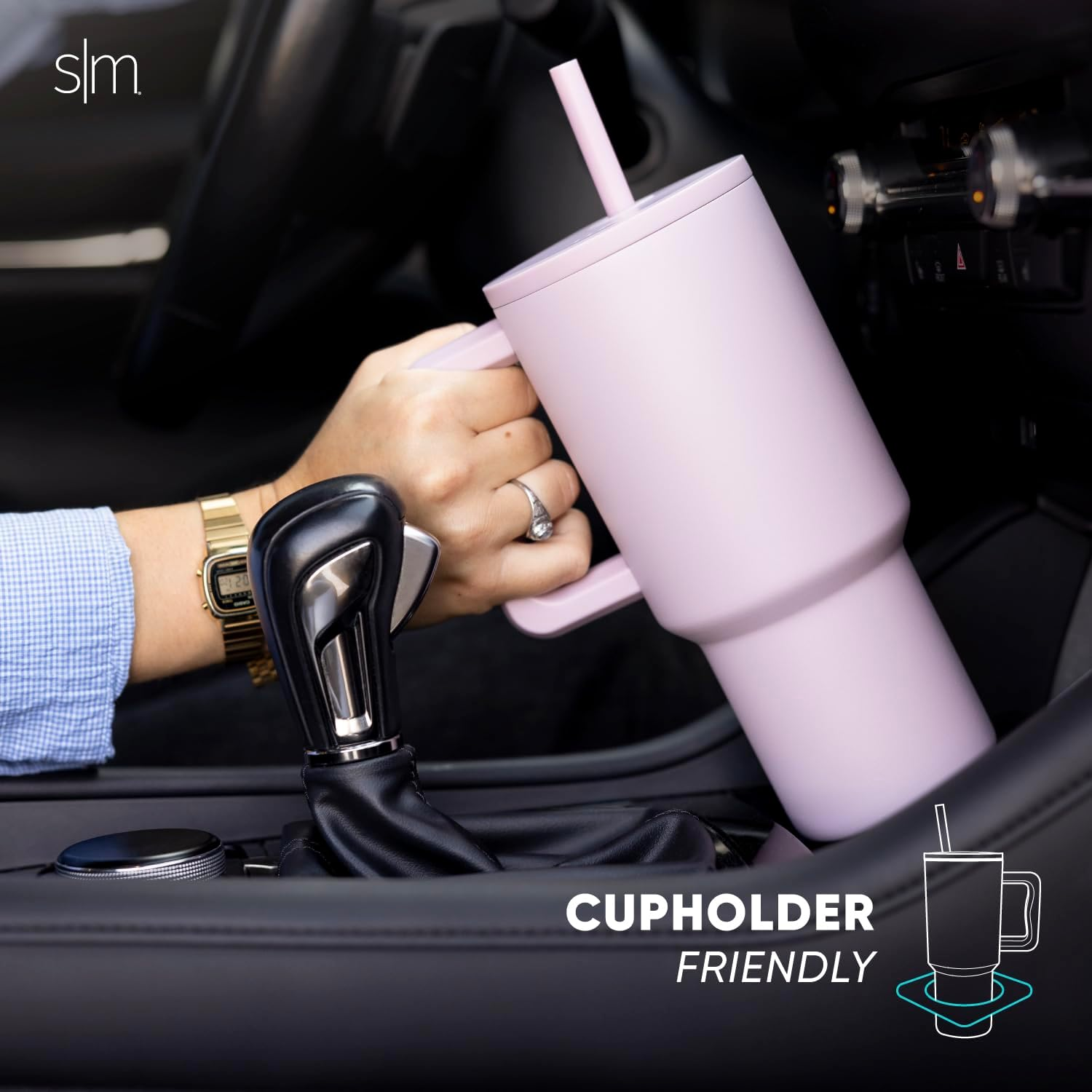 Simple Modern 30 Oz Tumbler with Handle and Straw Lid | Insulated Cup Reusable Stainless Steel Water Bottle Travel Mug Cupholder Friendly | Gifts for Women Him Her | Trek Collection | Sea Glass Sage - -Blush image number 5