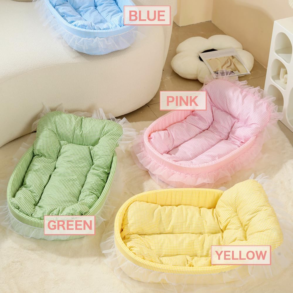 Pawstrip Pink Dog Bed Washable Princess Cat Couch Soft Plush Pet Sofa Nest Mat Anti-Slip Puppy Cave Beds Cute Cozy Kitten Doggy Kennel Cushion Small Medium Dogs Cats Sleeping Pad (Light Pink, L) image number 6