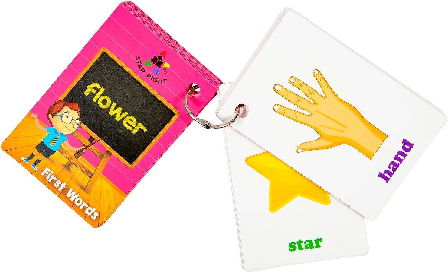 Star Right First Words Flash Cards with Realistic Art, 36 Cards, with 1 Ring, for Ages Pre-K & K image number 1