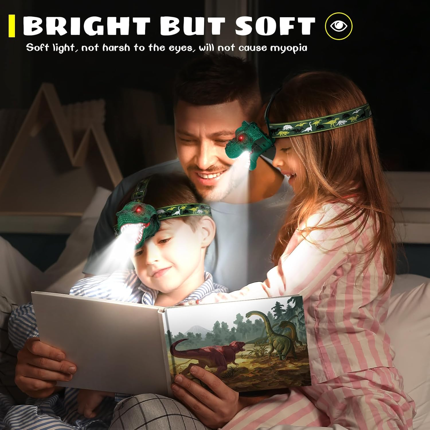 Dysaim Kids Headlamp, Rechargeable T-Rex Dinosaur Headlamp for Kids and LED Head Lamp Camping Gear Flashlight, Hiking Accessories Headlight Toys, Four Light Modes Suitable for Reading/Party Gift - Red image number 5