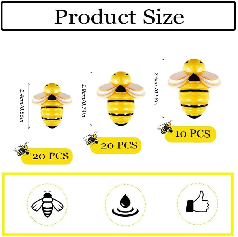 50Pcs Small Resin Bees, 3 Sizes Flat Back Bumble Bee Decor, Decorative Tiny Plastic Craft Embellishments image number 2