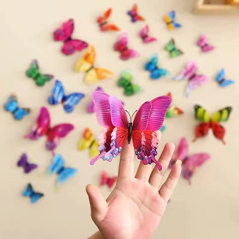 ZDY 72PCS 3D Colorful Butterfly Wall Stickers, Butterfly Wall Decals, DIY Art Decor Crafts for Classroom Offices Kids Bedroom Nursery Room(Purple, Blue, Pink, Red, Yellow, Green) image number 1