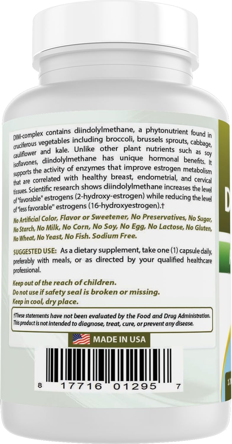 Best Naturals DIM Supplement 100 Mg 120 Capsules, DIM for Estrogen Metabolism & Balance, for Menopause, Body Building, PCOS & Hormonal Acne image number 4