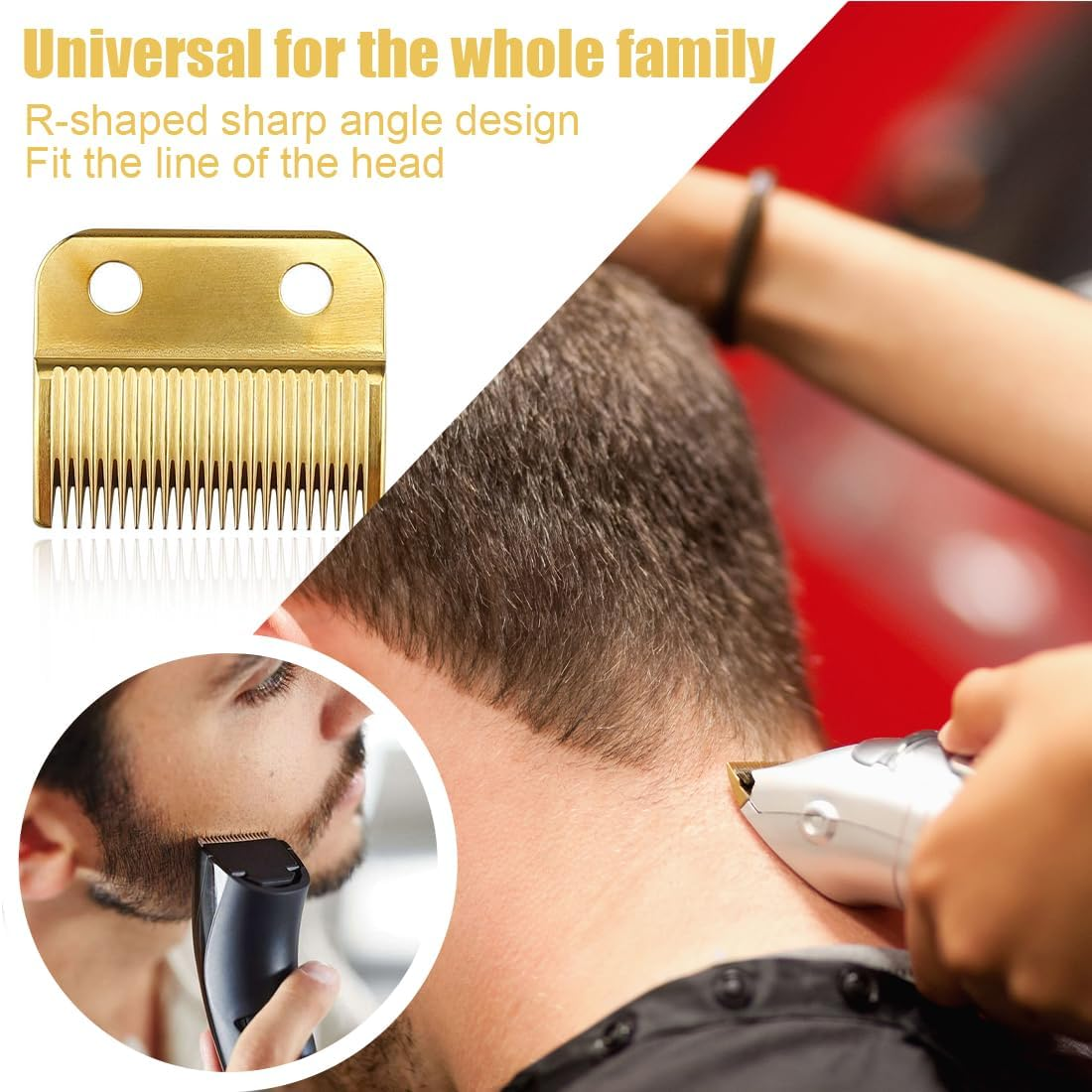 ARHZ Set of 2 Stainless Steel Hair Clippers 2-Hole Replacement Blade for Hair Trimmer Clipper Accessories for Wahl 808/8148/8504/1919/2241/2240/8591 (Gold) image number 2