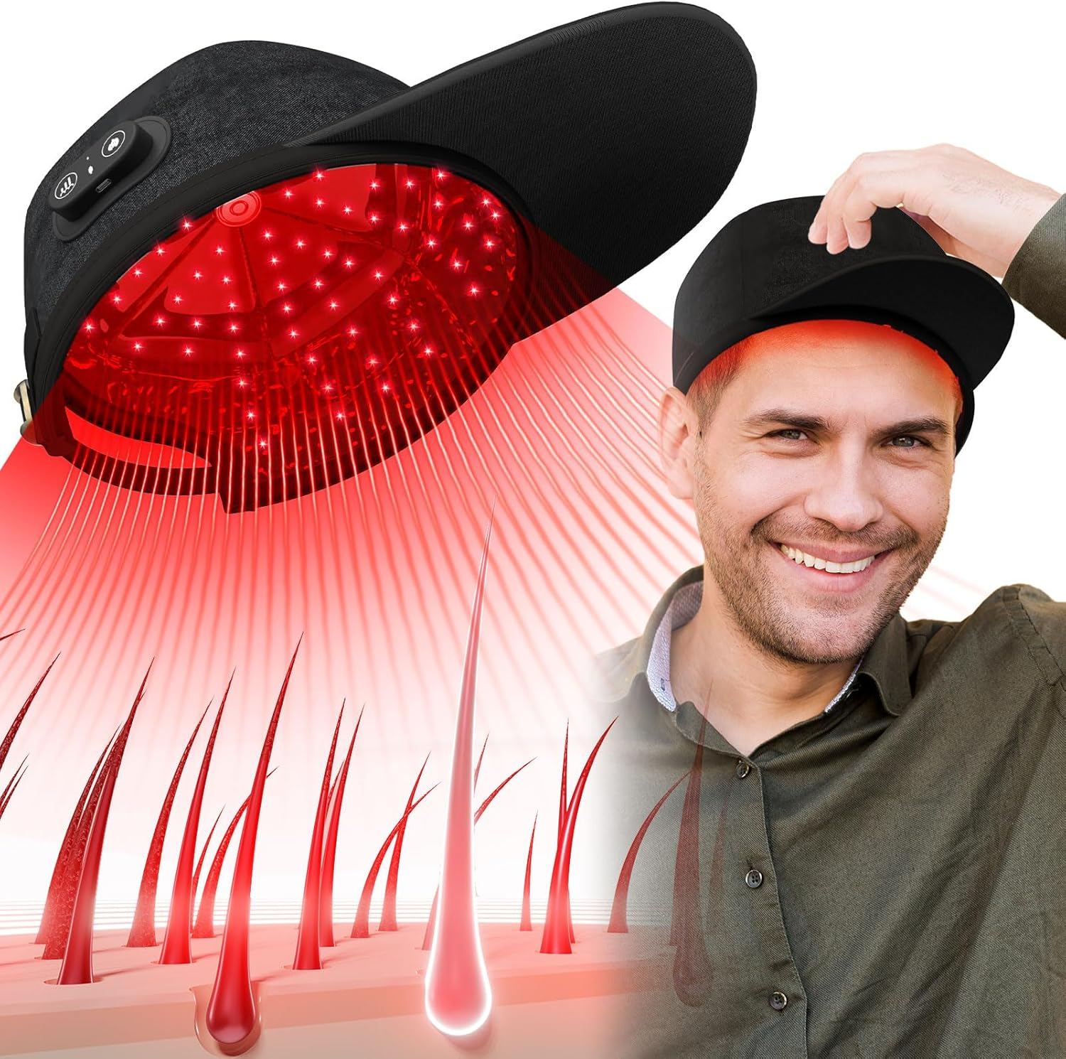 Laser Cap for Hair Growth, Red Light Therapy for Hair Growth, Strengthen Hair Roots, Hair Loss Treatment for Men and Women image number 5