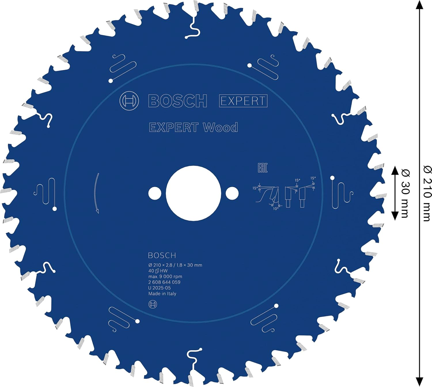Bosch 2608644059 EXWOH 8.27" X 30Mm 40T Circular Saw Blade Top Precision image number 4