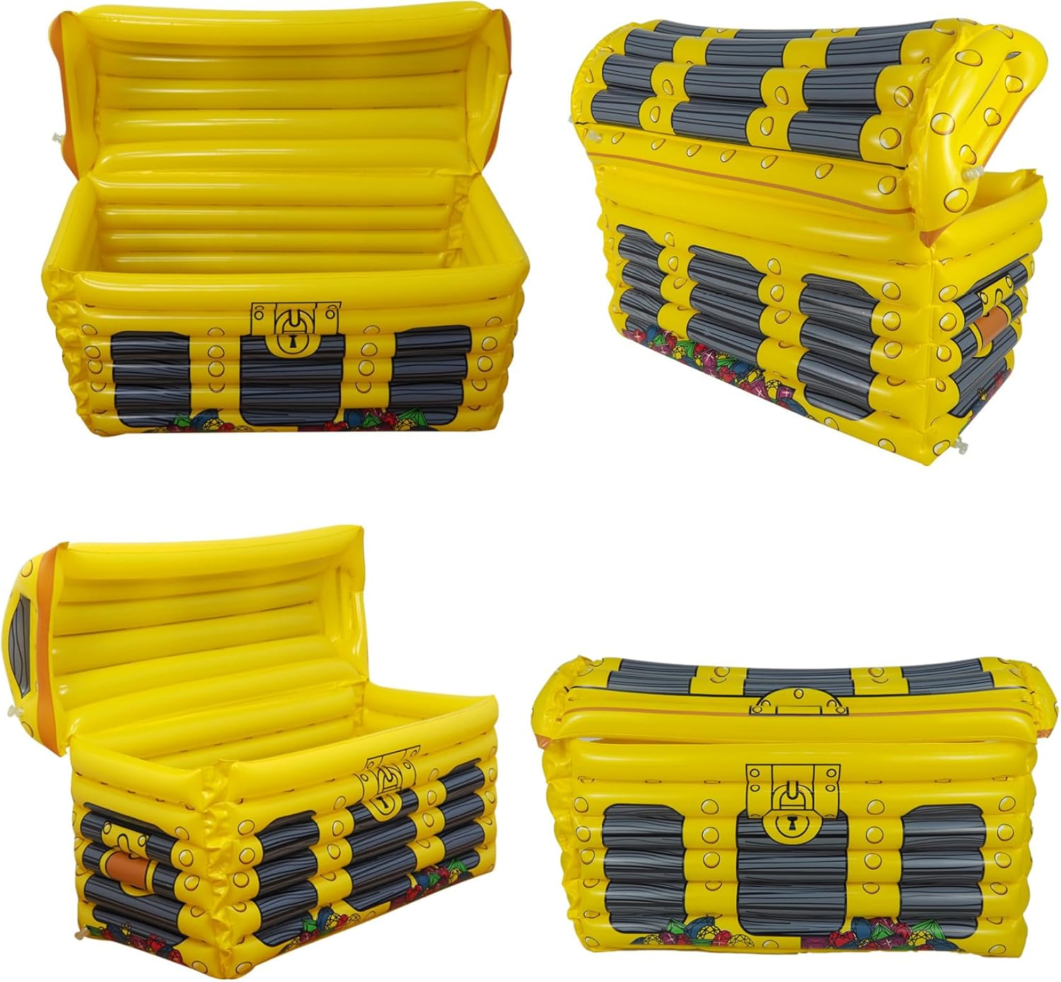 Pirate Treasure Chest Cooler 23.6X11.8X15 in PVC Inflatable Cooler with Valve Large Capacity Food Drink for Party Pool Beach Pinic Camping image number 3