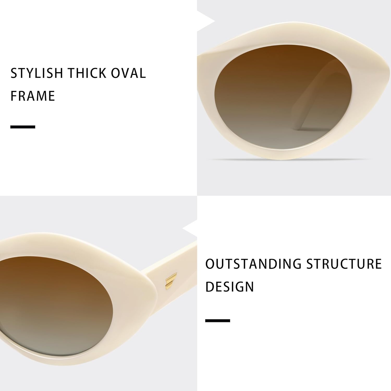 VANLINKER Polarized Trendy Thick Oval round Sunglasses for Women Retro Shades VL9825 - Green Frame/Gradient Tea Lens image number 6