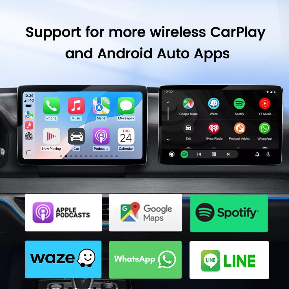 Carlinkit Mini5 Pro Wireless Carplay Adapter Upgraded 2 in 1 Android Auto Wireless Dongle, 5.8Ghz Wifi/Ota Upgrade/Fast Connect, for OEM Wired Carplay and Android Auto Cars ﻿