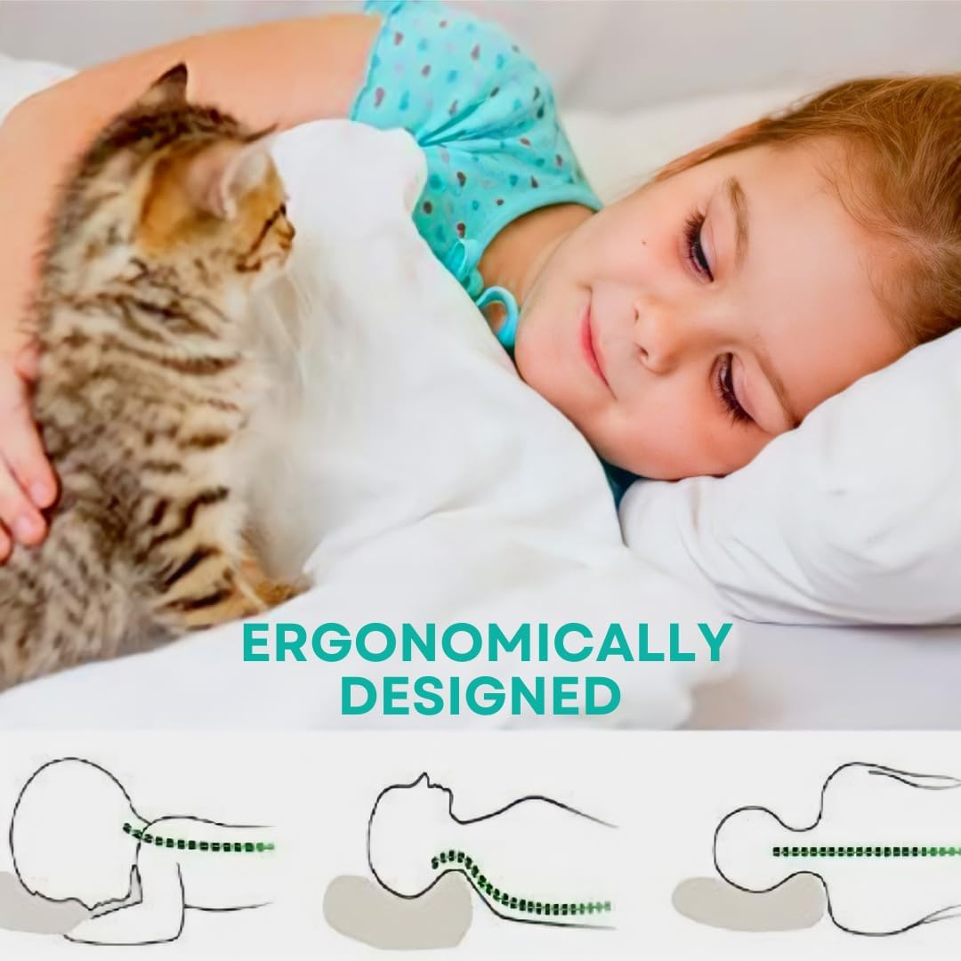 Kinder Fluff Toddler Pillows (2Pk) - the Only Pillow for Kids 300T Cotton Shell & down Alternative Fill - Machine Washable, Intended for Kids above 2 Years (25X38Cm - White) image number 3