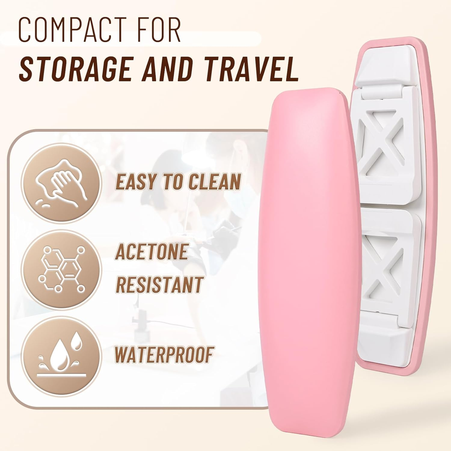 AMAZDIP Nail Arm Rest Hand Rest Stand, Nails Tech Must Have Supplies, Large Foldable Soft Microfiber Leather Foot Hand Stand Cushion Pillow for Manicure Salon Station image number 2