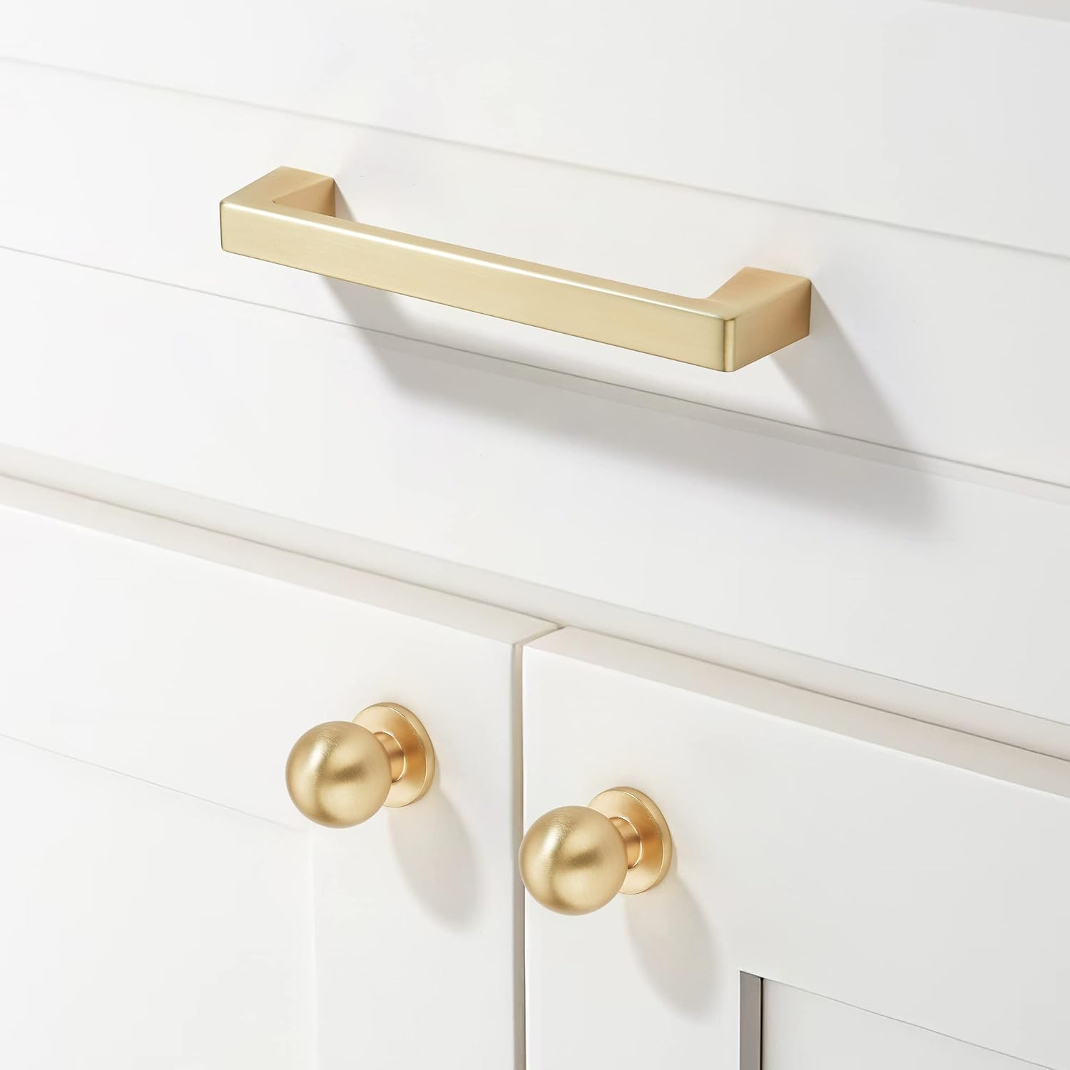 Khtumeware 10 Pack 3 Inch(76Mm) Kitchen Cabinet Handles Brushed Gold,Brushed Brass Cabinet Pulls Kitchen Cabinet Hardware, Furniture Pulls for Bathroom Cupboard Drawer Handles Dresser Pulls image number 2