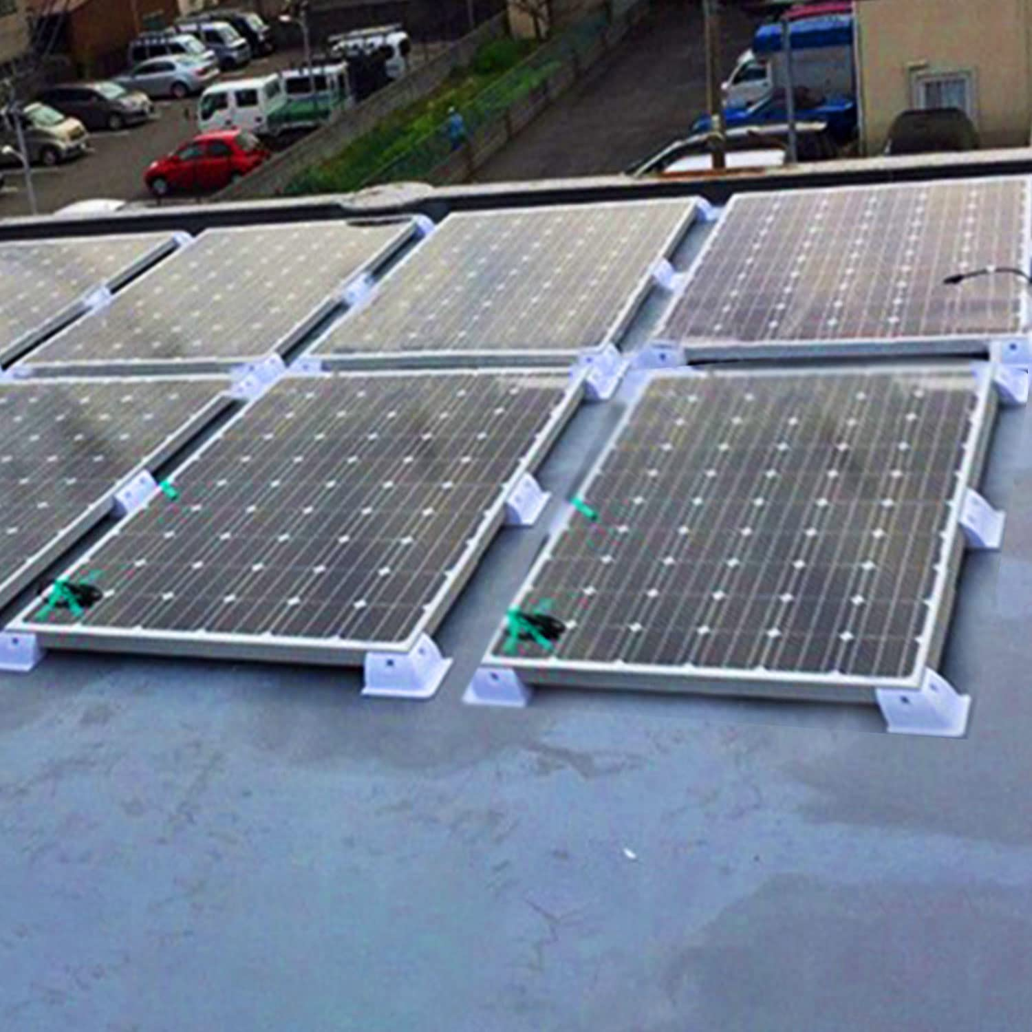 Solar Panel Corner Mounting Brackets ABS Drill-Free Solar Panel Brackets Roof Mount Kit with Cable Entry Gland Housing Mount for RV, Caravan, Vehicle, Camper Vans, Sheds, Garages (White, 7Pcs) image number 6