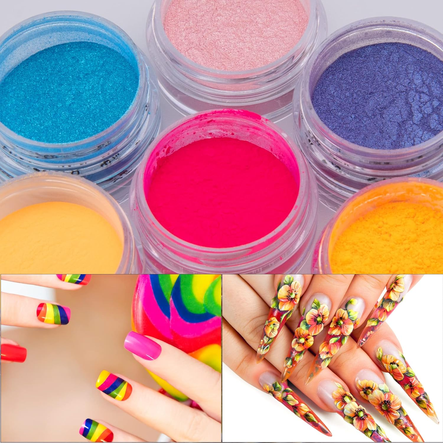 Duufin 36 Colors Nail Pigment Powder Colorful Luminous Iridescent Glitter Pearlescent High-Gloss Halo Powder Pigments for Nail Art, Body and Crafts image number 4