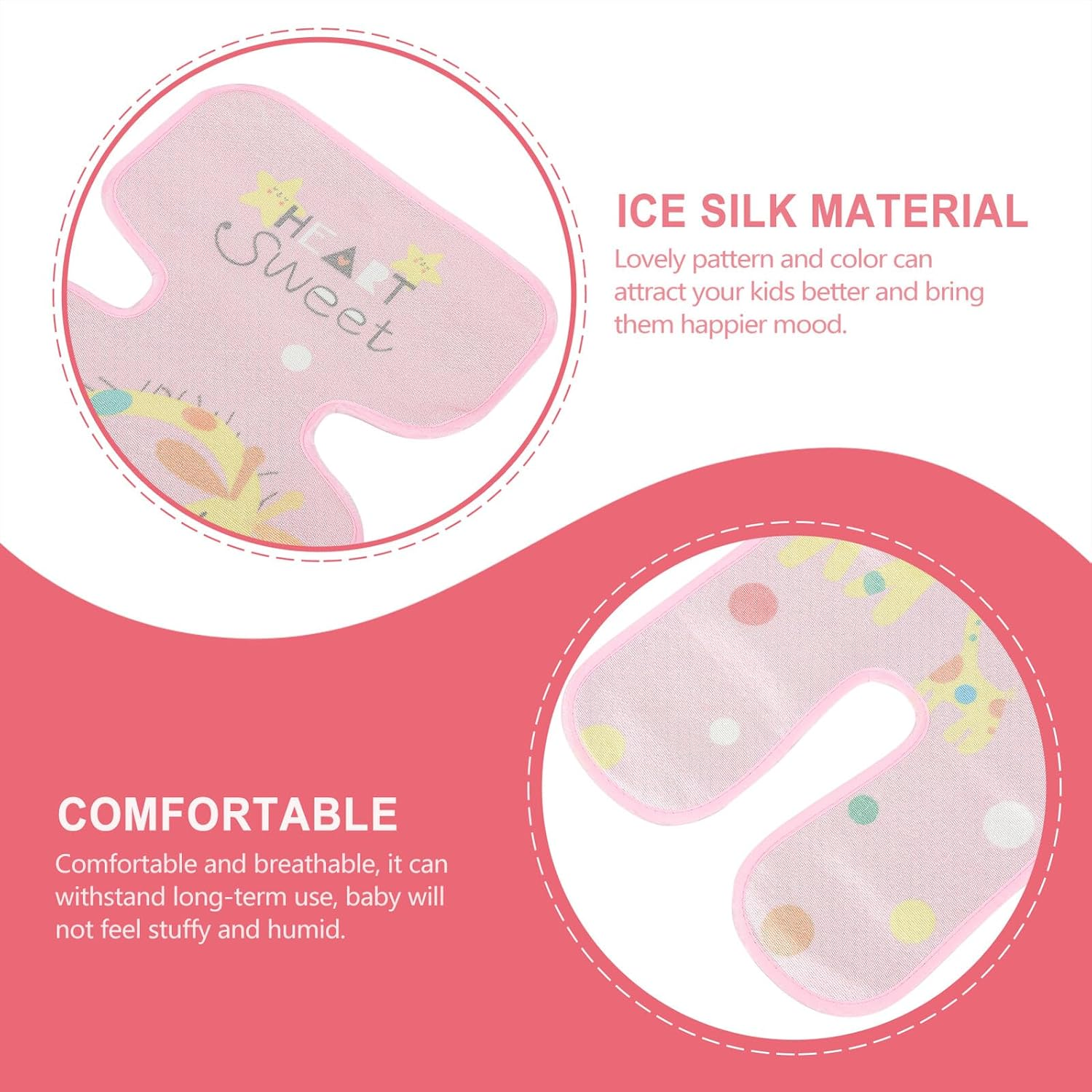 Ice Silk Stroller Seat Mat Cooling Pad Breathable Cushion for Newborns Summer Stroller Liner Soft Lightweight Seat Cover image number 6