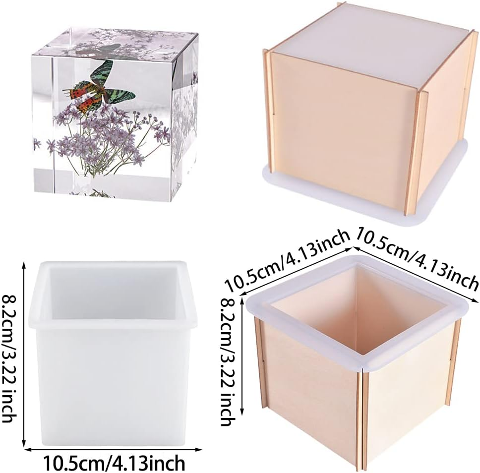 Fineinno Square Resin Mold,Geometric Cube Silicone Molds for Resin, Deep Epoxy Resin Molds for DIY Craft, Flowers Preservation, Home Decoration (Cube Resin Mold) - Ocean Animal Fillers image number 6