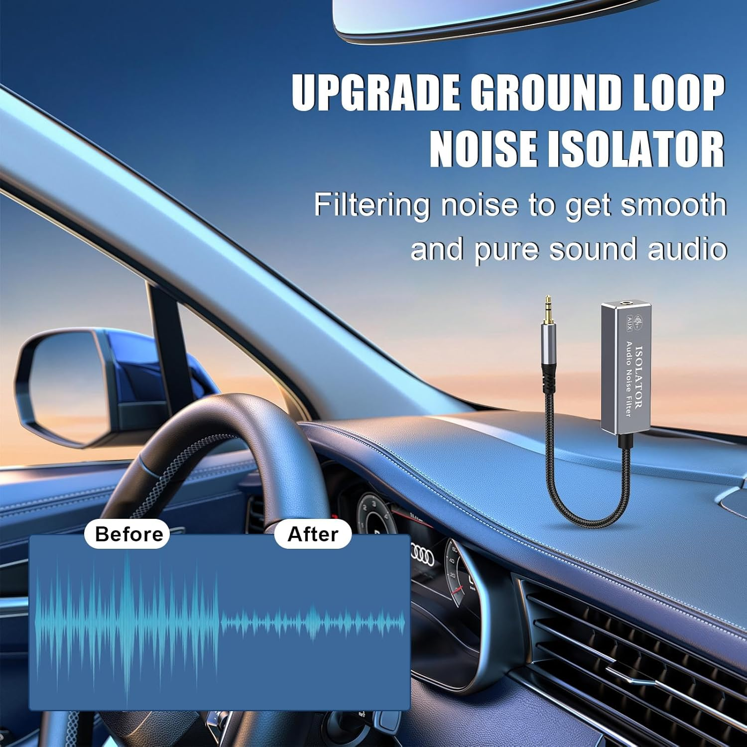 TEKERA Ground Loop Noise Isolator, 3.5Mm Audio Noise Filter, Eliminate Buzzing Noise for Car Audio System and Home Stereo image number 2