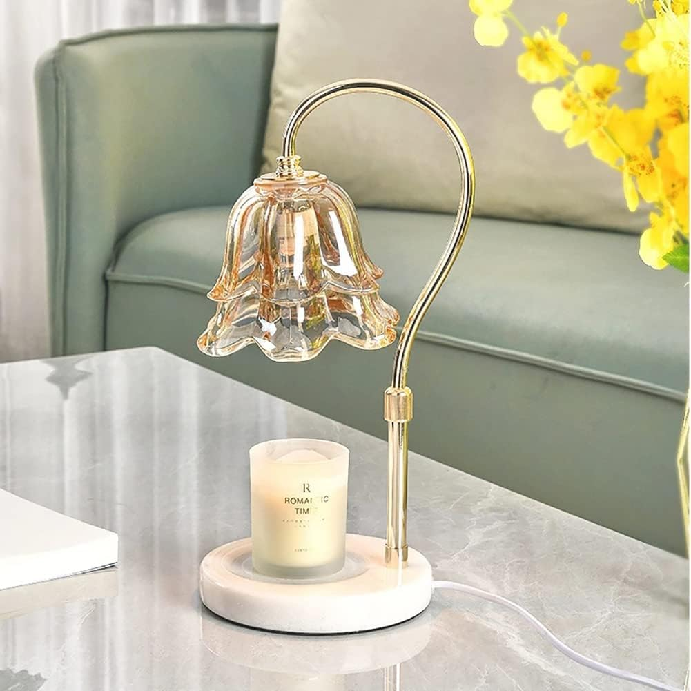 XICEN Glass Candle Warmer Lamp with Timer, Flower Candle Warmer, Retro Marble Base (Camellia) image number 5