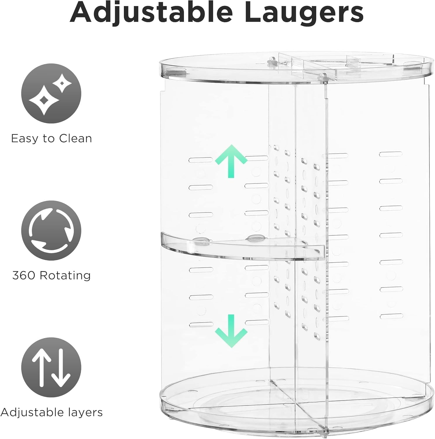 Hblife 360 Rotating Makeup Organizer Adjustable Carousel Large Capacity Revolving Perfume Organizer Skincare Organizers Cosmetic Storage Spinning Holder for Vanity, Clear image number 5