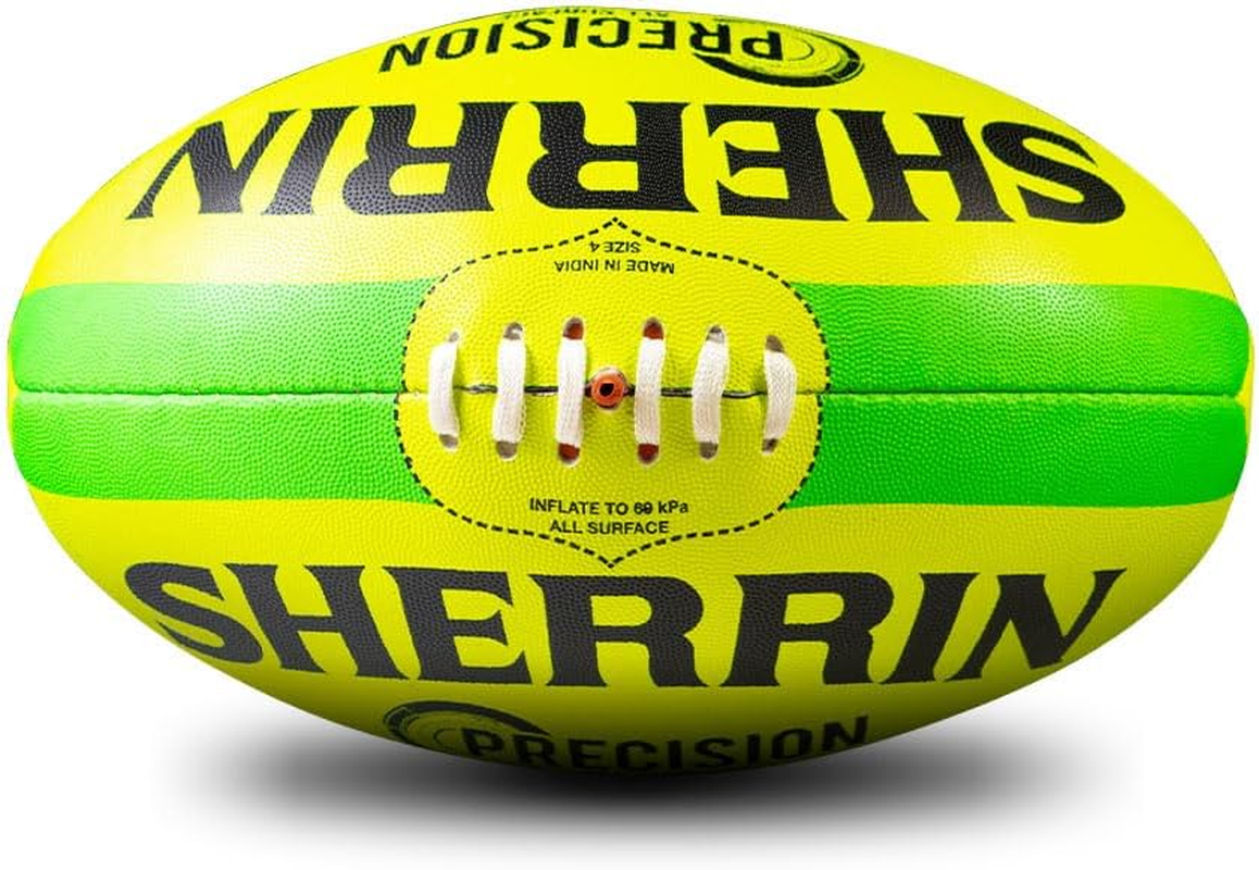 Sherrin Precision Synthetic Football, Fluro Yellow, Size 4 image number 2