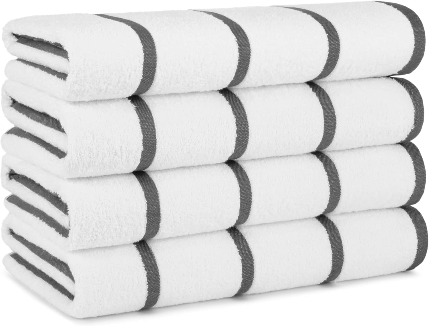 Arkwright Las Rayas Beach Towels - (Pack of 4) 100% Ring Spun Cotton Soft Quick Dry White Bath Towel, 480 GSM Towels for Hotel, Resort, Spa, Hot Tube, 30 X 60 In, Beige Stripes