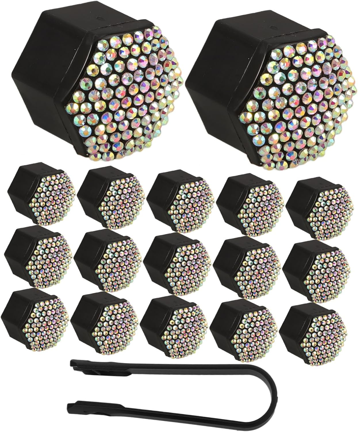 BELLIFFY Car Wheel Nut Caps Set 20Pcs with Rhinestone Decor, Universal Tire Bolt Covers for 17-Inch Wheels, Automotive Tyre Accessories for Women, Protective Lug Nut Dust Caps image number 3