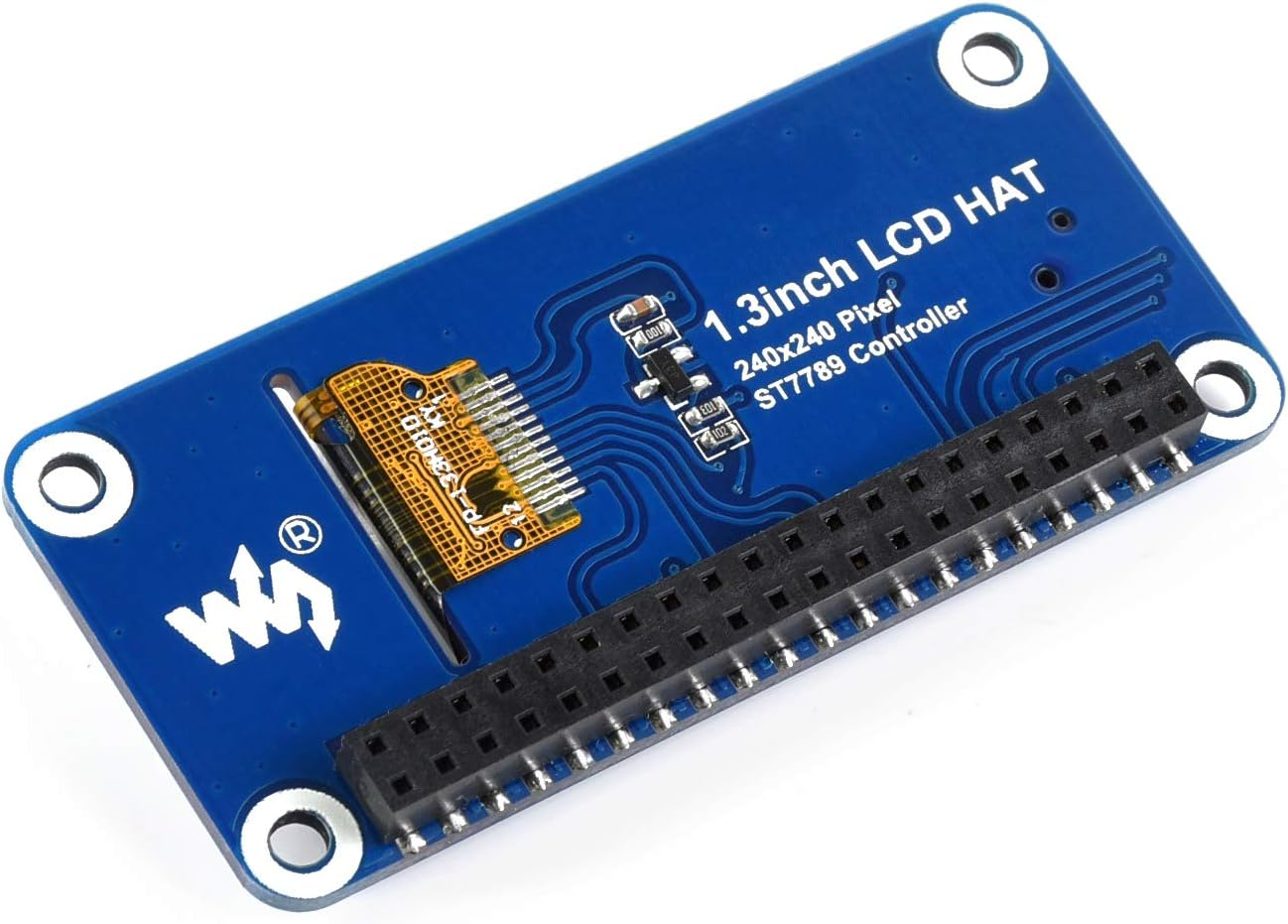 Waveshare 1.3Inch IPS LCD 240X240 Pixels Display HAT Compatible with Raspberry Pi Series Motherboards,Three Buttons on Board, Simple and Practical,Provide Supporting Materials and Manuals image number 1