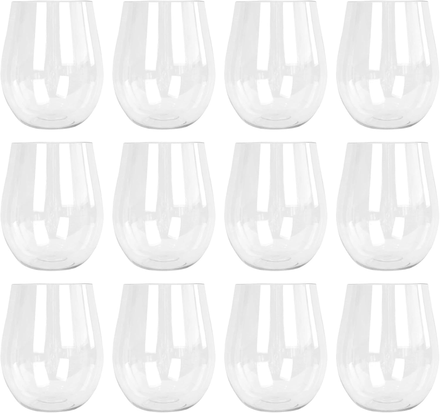 Argon Tableware Reusable Plastic Glasses - 600Ml - Pack of 12 - Stemless Wine Glasses - Clear Cocktail Champagne Tumbler Drinking Cups for Garden, Parties, Weddings, BBQ and Picnic image number 3