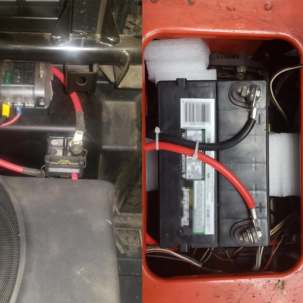 Ampper 5 AWG Battery Cable Set, 20 Inch Copper Power Inverter Cables with Terminals for Car, Vehicle, RV, Solar Application and More (5/16" Ring, 1 Set)