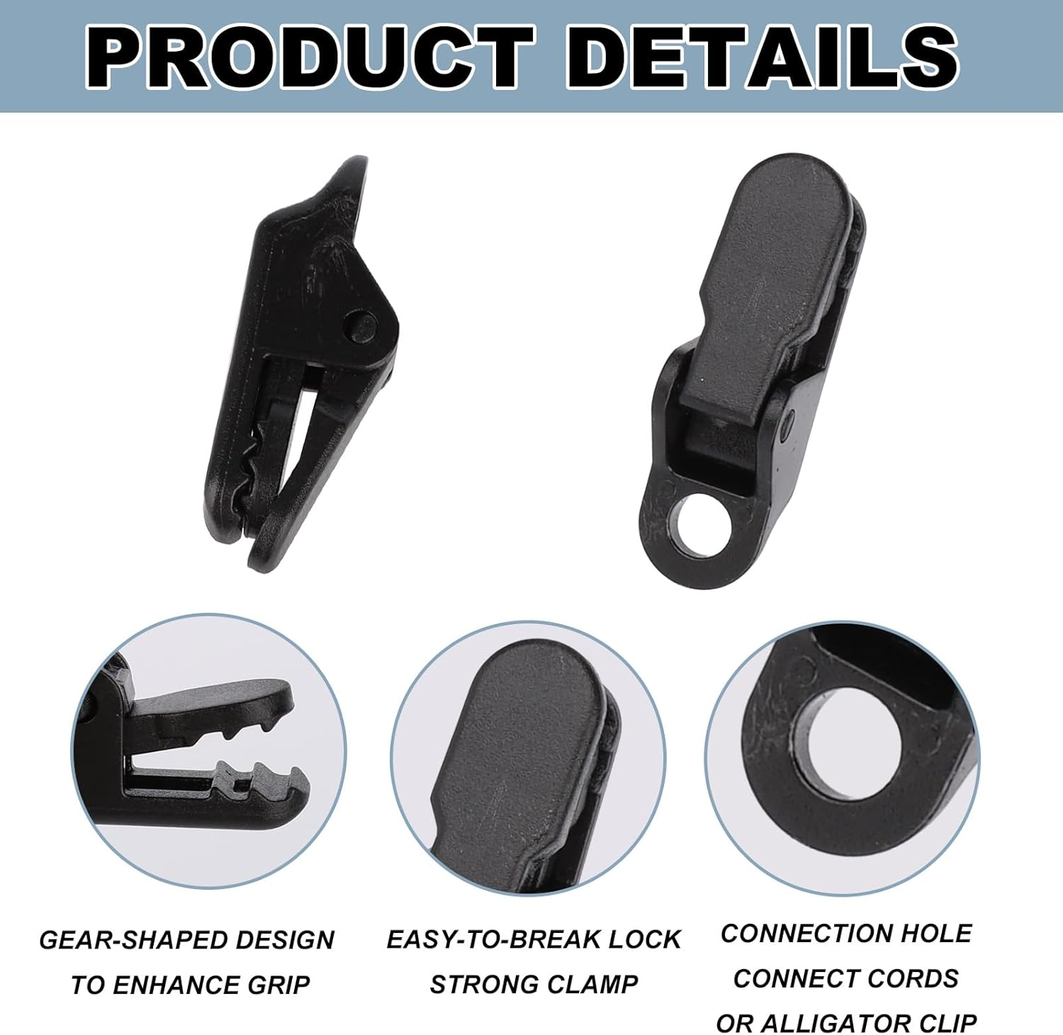 20Pcs Heavy Duty Tarp Clips with 20Pcs D Buckles, Adjustable Waterproof Tarp Clamps Reusable Tarpaulin Clips D-Shaped Hooks for Tents Canopy Boat Pool Cover image number 3