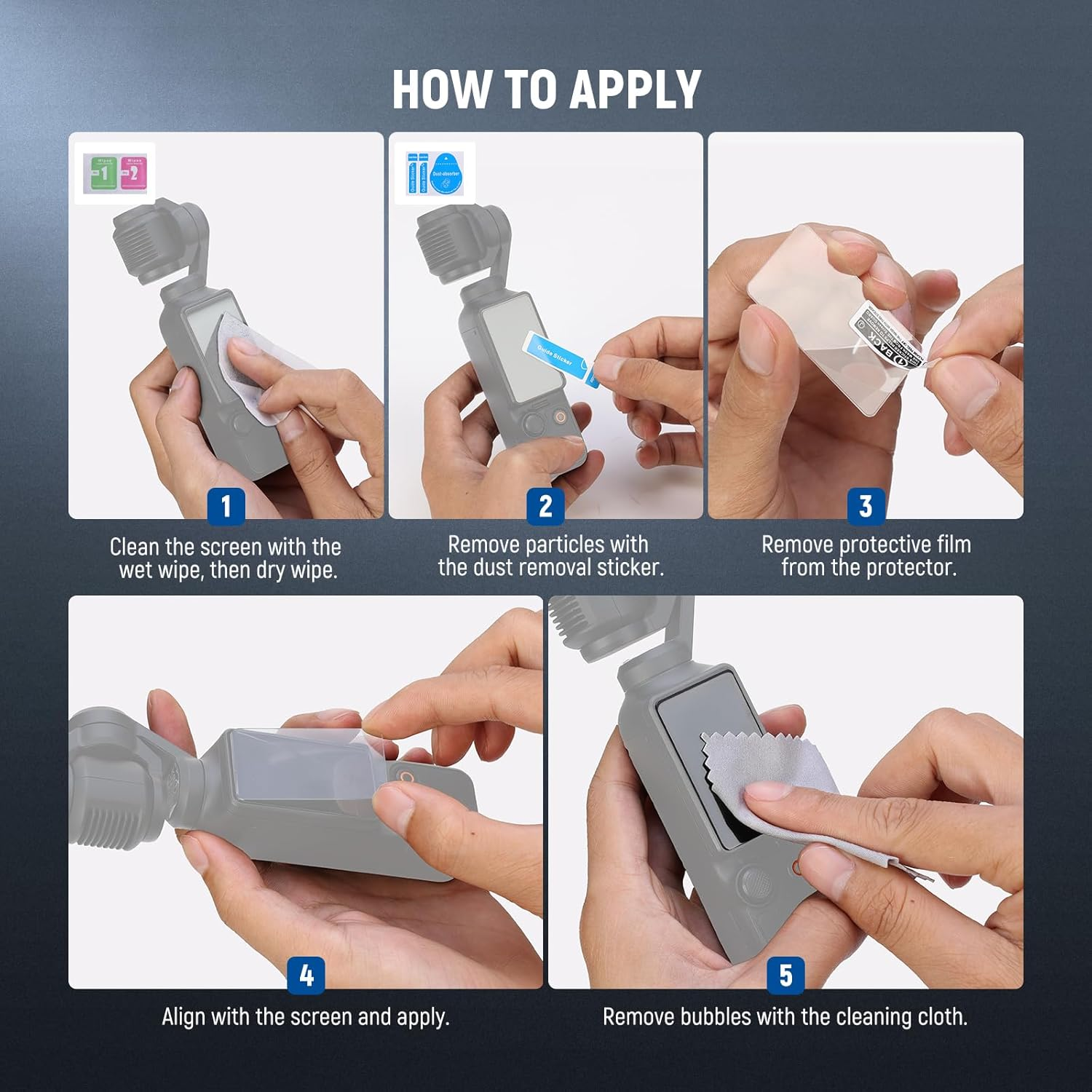 NEEWER Pocket 3 Screen Protector Kit (2 Pack) Compatible with DJI Osmo Pocket 3 Creator Combo Accessories, 9H HD anti Scratch Tempered Glass Protective Touchscreen Film, CA141 image number 5