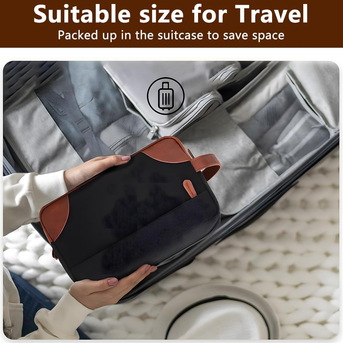 JZS Toiletry Bag for Men, Canvas Water Resistant Toiletry Bags, Dopp Kit Travel Bathroom Bag image number 1