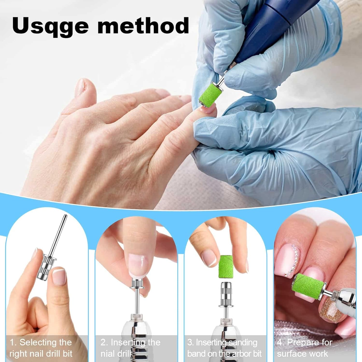 Difenni Nail Drill Bits,Sanding Bands for Nail Drill Shaft 3/32 Inch,Drill Bits for Nails,Mandrel Bit for Nails,Nail Drill Bits for Acrylic Nails Manicure Nails Manicure Pedicure Tool(Silver) image number 1