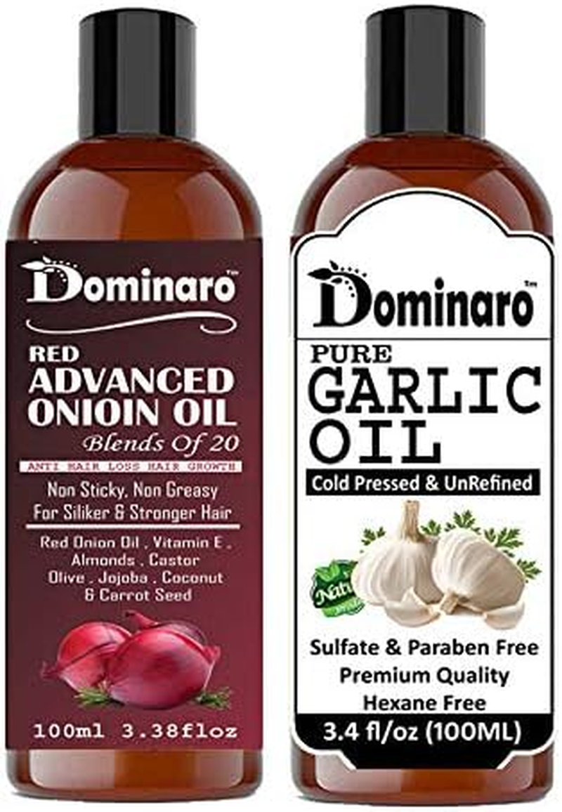 Dominaro 100 % Pure & Natural Red Onion Oil & Garlic Oil (Combo Pack of 2 Bottle ) 200 Ml Hair Oil (200 Ml) image number 2