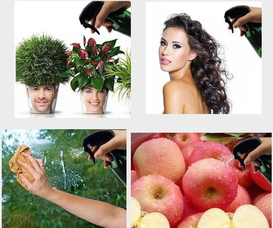 Spray Bottle, 2Pcs 300Ml Fine Mist Plant Atomizer Watering Sprayer Bottle for Plant Gardening Cleaning Solution with Top Pump Trigger Water (Green+Black, 2 PCS) image number 1