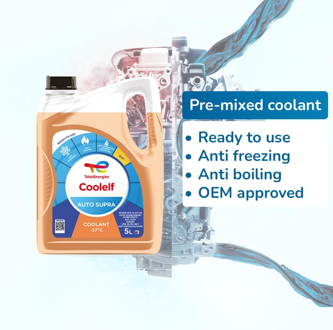 Totalenergies Coolelf Auto Supra -37&deg;C 5L - Pre-Mixed Coolant for All Vehicle Types | OEM Approved | Ready-To-Use Antifreeze | Long-Life Organic Technology (Oat) image number 1
