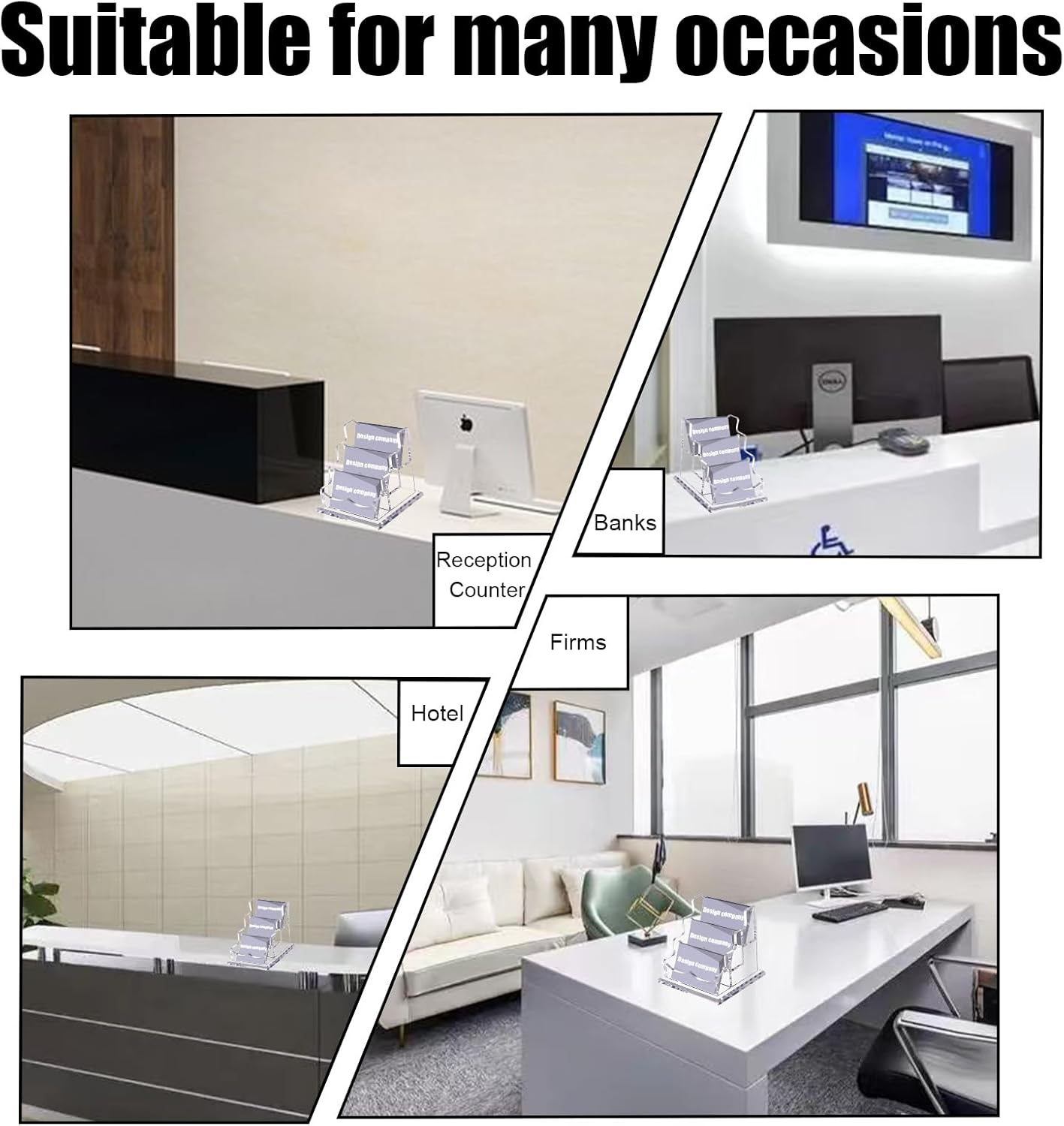 Acrylic Business Card Holder Desk, Clear Desktop Business Card Display Stand with Thick Base, Name Card Organizer Case for Office Exhibition, 3 Slots, 1 Pack image number 3