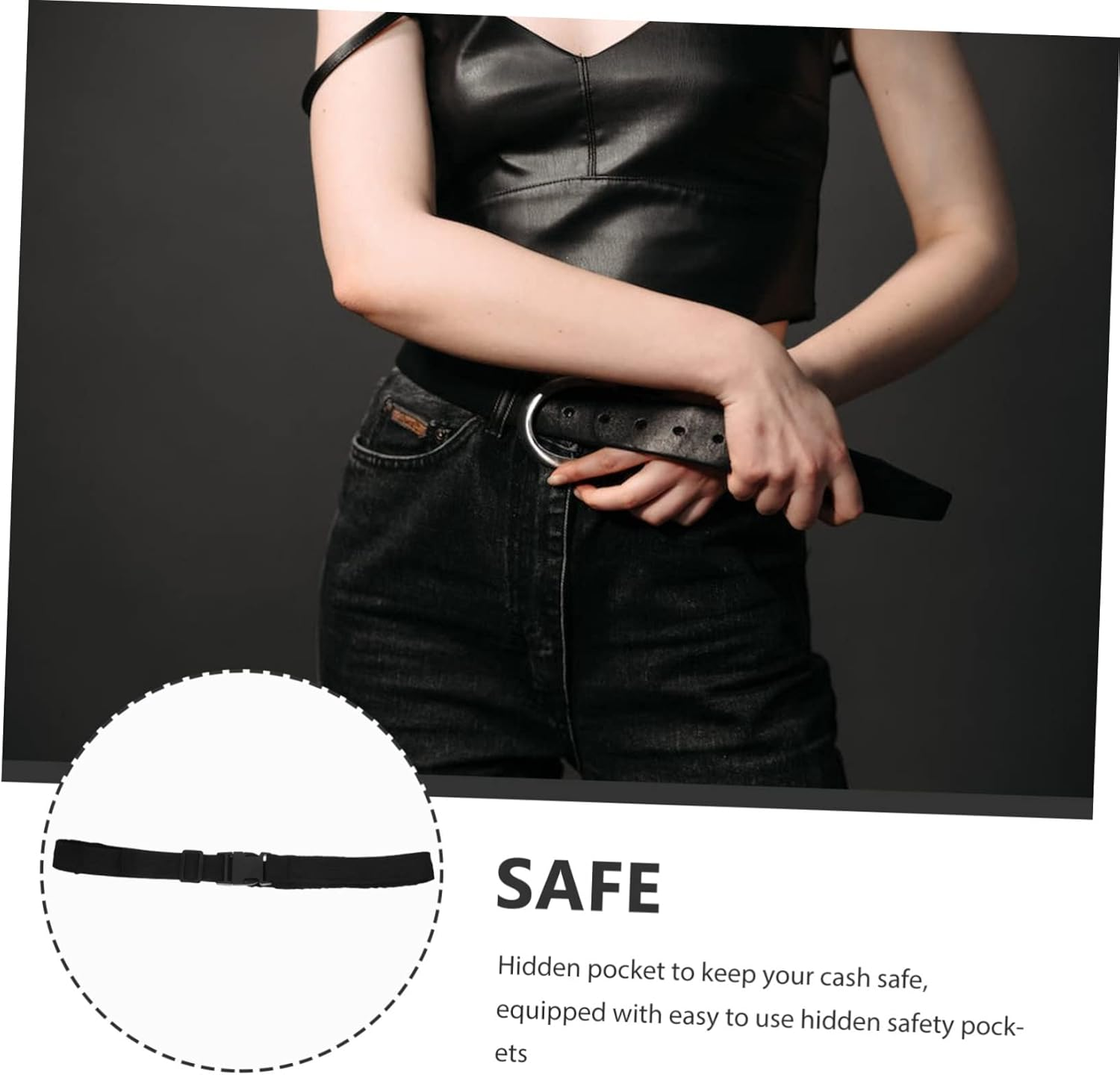 Gatuida Hidden Money Belt for Travel Women and Men, Invisible Waist Wallet Secure Hidden Pocket, Lightweight Adjustable Outdoor Running Travel Belt 120Cm Black image number 6