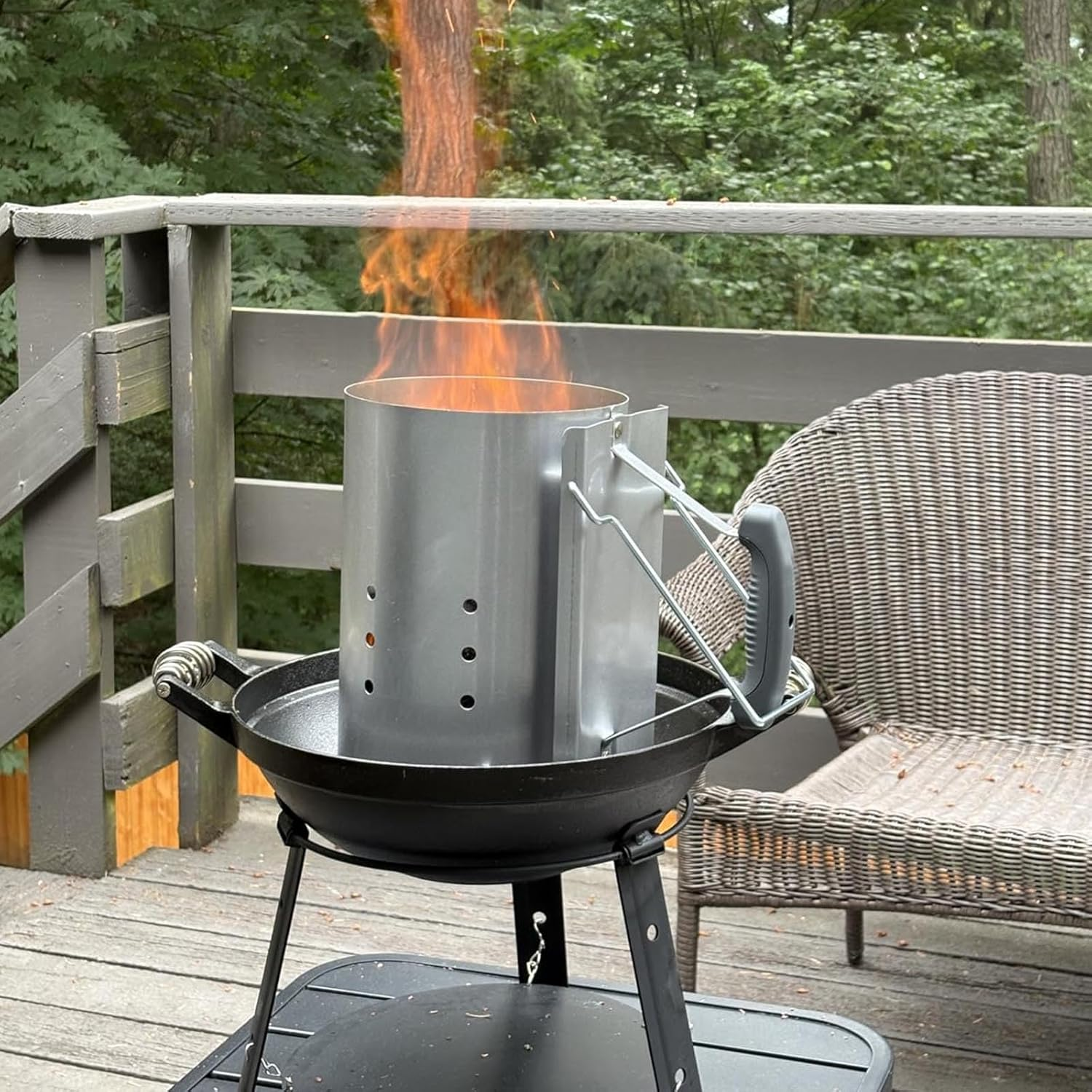 Chimney Starter, Charcoal Starter Chimney, BBQ Charcoal Chimney with Safety Handle for Weber Charcoal Grill Accessories, Replecement for Weber 7416 Chimney Starter image number 1