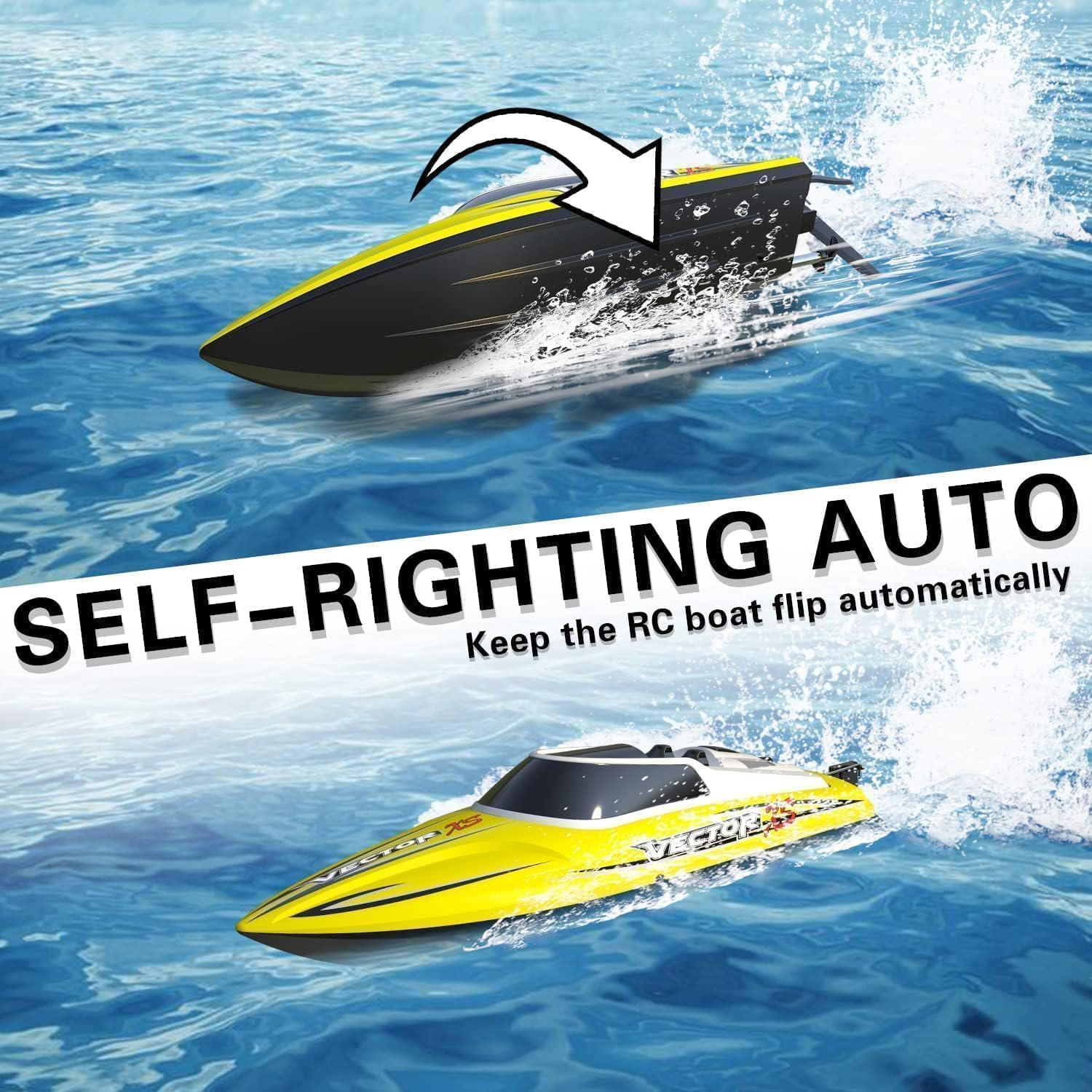 VOLANTEXRC RC Boat 20+ MPH Speed Remote Control Boat for Beginners with 2 Batteries, Reverse Action,Rc Boat for Adults (795-4Yellow)