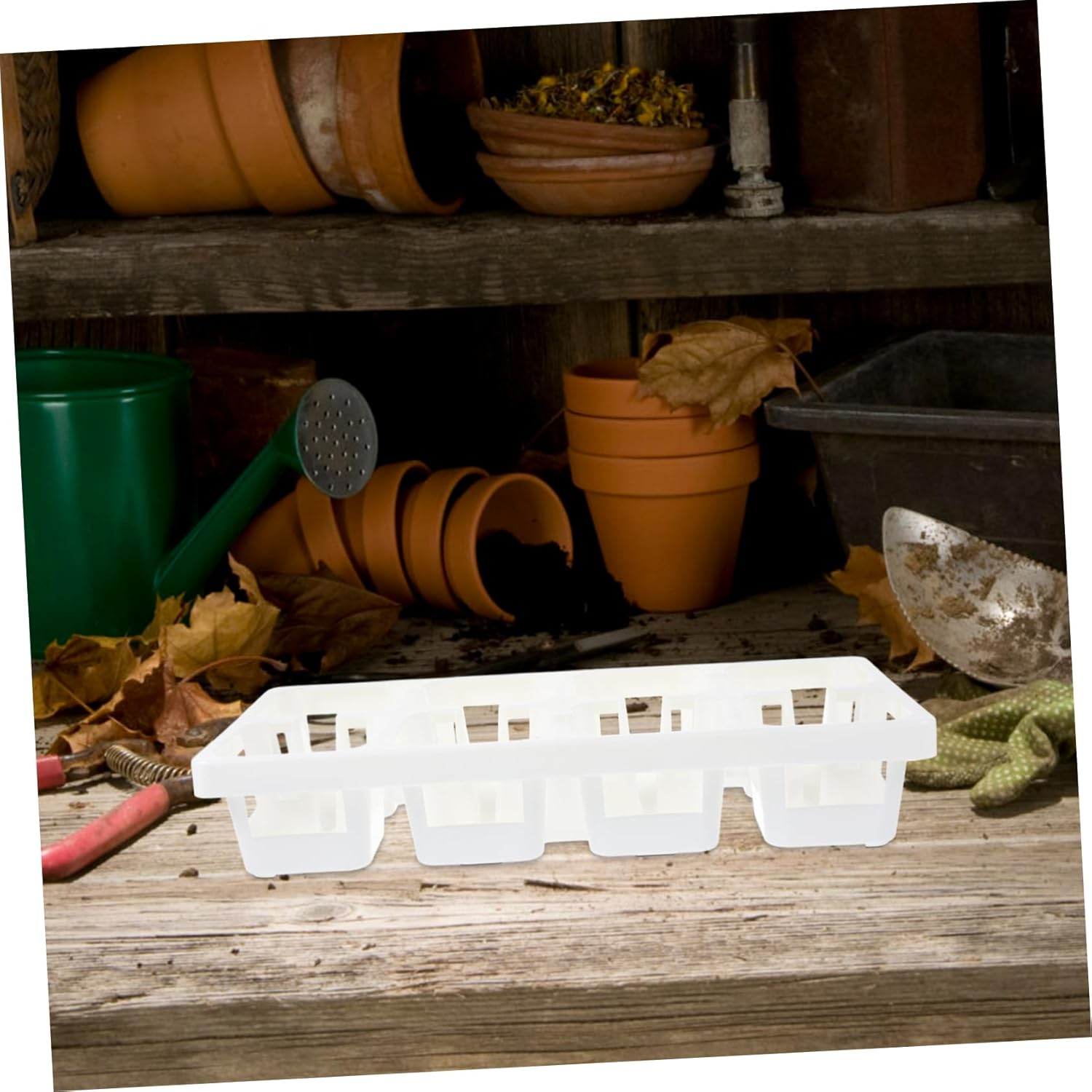 Happyyami 4Pcs Tiny Planting Tray Rack Plastic Nursery Pot Holders for Succulents Storage Rack Germination Tray for Indoor Gardening image number 1