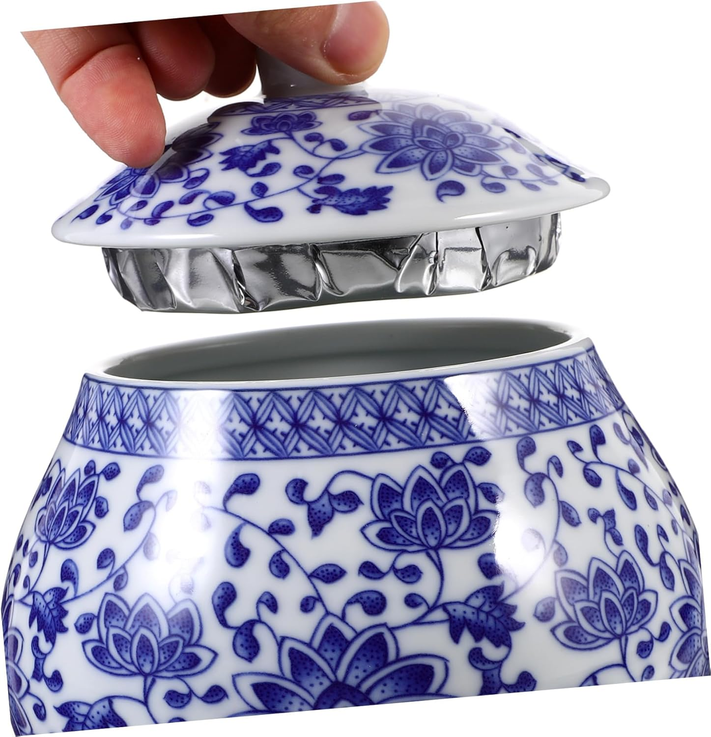 Ceramic Tea Jar Ginger Jars for Home Decor Blue White Porcelain Tea Storage Canister