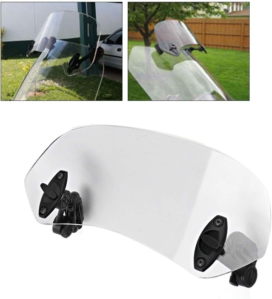 Motorcycle Universal Windshield - Universal Motorcycle Adjustable Clip on Windscreen Wind Deflector Windshield Accessories image number 5