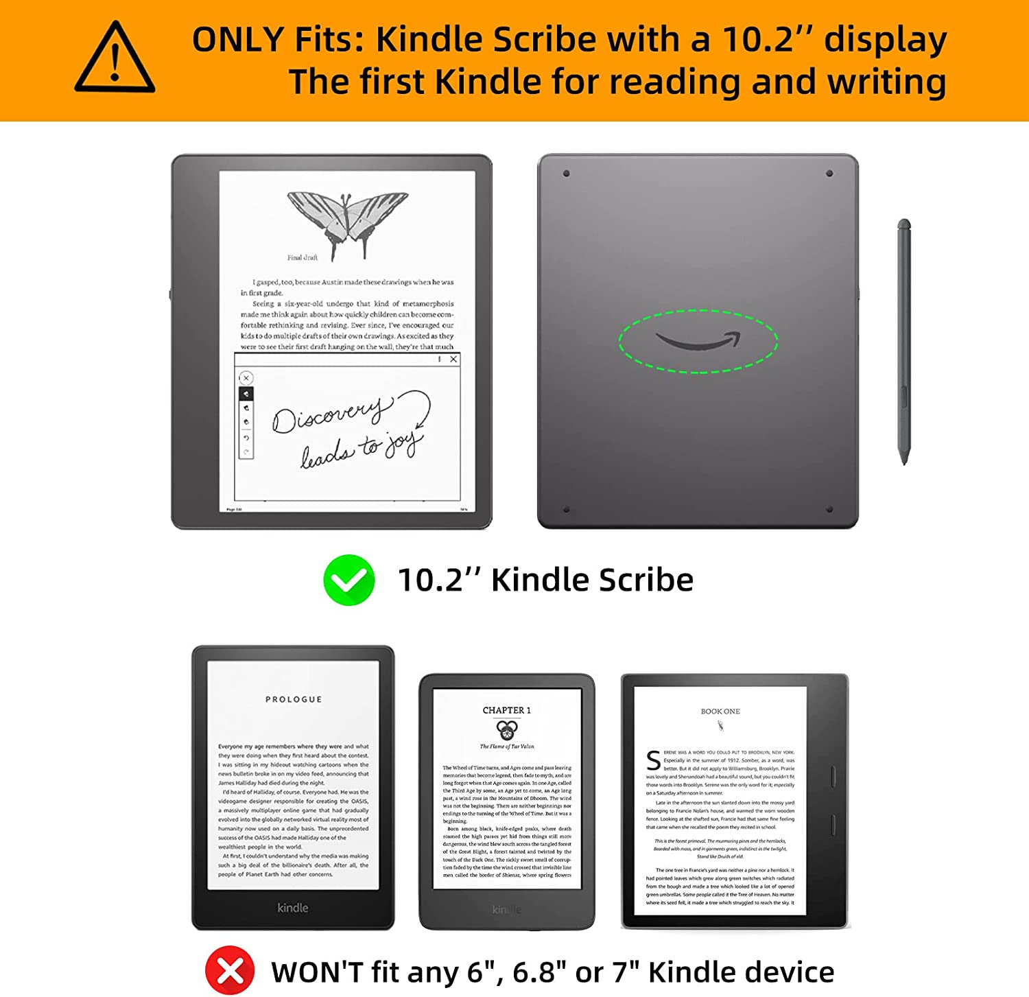 WALNEW Clear Case for 10.2 Inch Kindle Scribe 2024/2022 Released with Pen Holder, Slim Soft Transparent TPU Cover with Enhanced Corners for 10.2&rdquo; Kindle Scribe(Model No. C4A6T4) image number 1