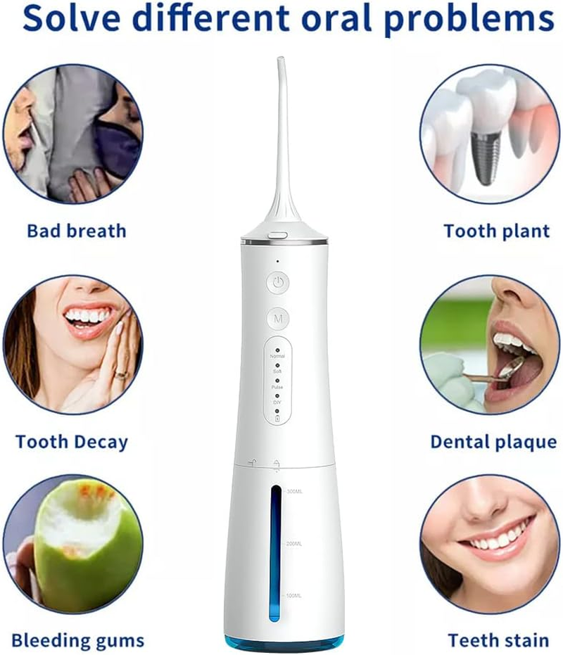 Techshining Water Flosser for Teeth Cleaning, Cordless Oral Irrigator with 4 Modes, 300Ml Tank, Rechargeable & IPX8 Waterproof &ndash; Dental Flosser for Braces, Gums, Travel Use image number 4