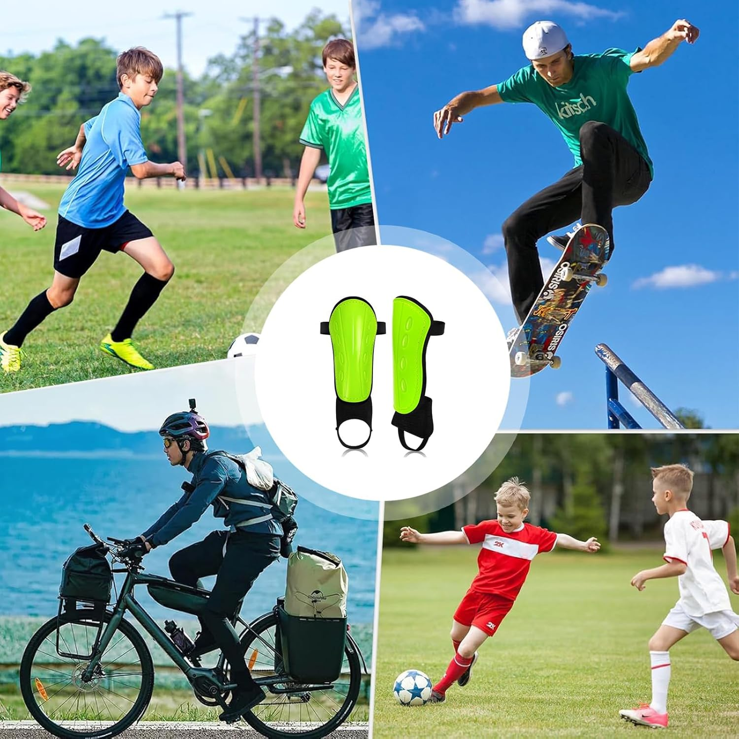 Football Shin Pads for Toddler Kids Youth, Non-Slip Shin Guards with Ankle Protection, Kid Soccer Training Equipment for Football, Hockey, Rugby image number 1